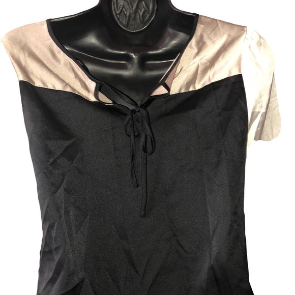 H&M colorblock white black beige satin effect blouse top size small - Picture 6 of 11